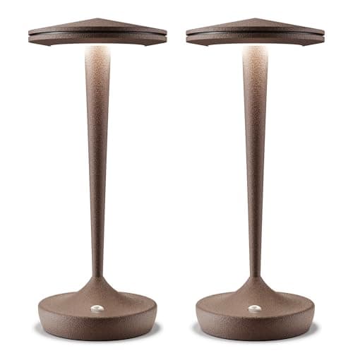JALVDE Cordless Table Lamp Rechargeable,Outdoor Table Lamps LED,IP54 Waterproof 6000mAh Battery Operated Lamp 3 Color Adjestable Stepless Dimming Table Lamps for Restaurant Dining Patio (2PRust) - Image 1