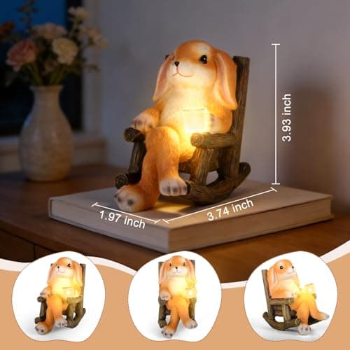 VOFSTAND Garden Statues Rabbit Statue with Solar LED Light, Ideal Gifts for Friends or Family's Birthday, Outdoor Decorations for Yard - Thumbnail 3