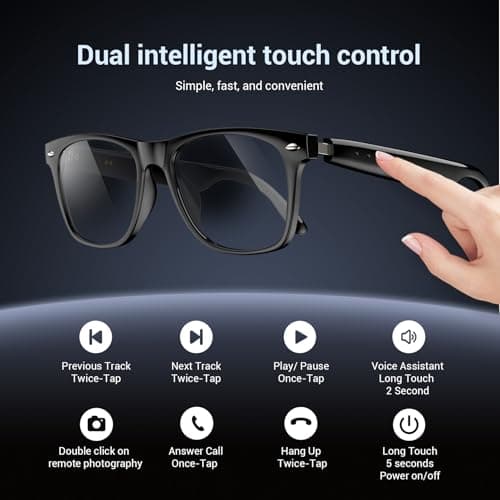 Blackview Smart Glasses, Polarized Bluetooth Sunglasses with Speaker, Voice Control, UV Protection, Anti Blue Light Lens - Thumbnail 5