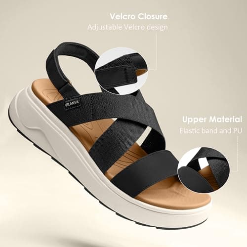 Vilanva Women's platform sandals Black Size 8 - Thumbnail 4