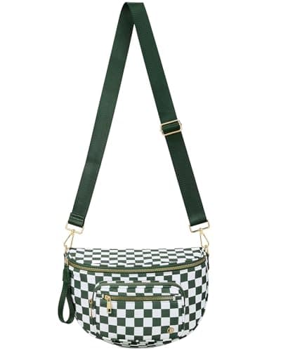 BOSTANTEN Crossbody Bags for Women Cross Body Purse Checkered Bum Bag, Large Diaper Purse for Moms, Perfect for Work/Travel - Image 1