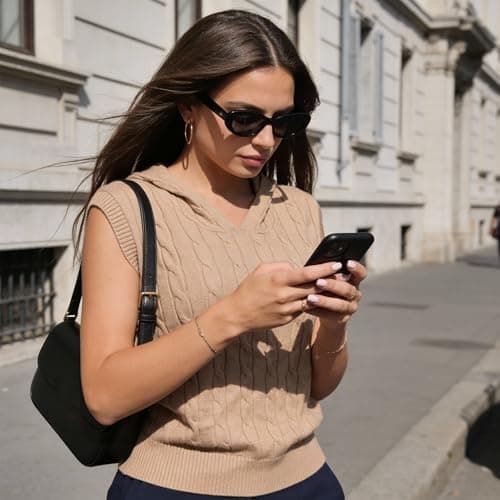 Truwelby Women’s Sweater Vest Sleeveless Cable Hoodies Casual Knit Sweater Solid Lightweight Pullover Summer Hooded Tank Tops (Khaki, S) - Thumbnail 4