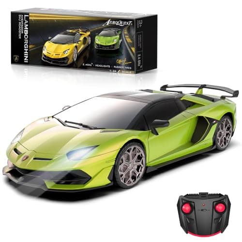 AEROQUEST Lamborghini Remote Control Car, 1:24 Scale Electric Sport Racing Hobby Toy Car Lamborghini Model Vehicle for Boys Girls Birthday Gifts, Green - Image 1