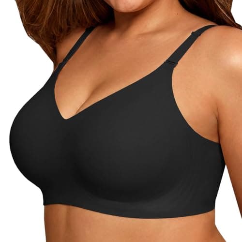 COCOMARTS Jelly Bras for Women No Underwire Push Up Seamless Supportive Plunge Bra Full Coverage Comfortable Bralettes Black 2X-Large - Image 1