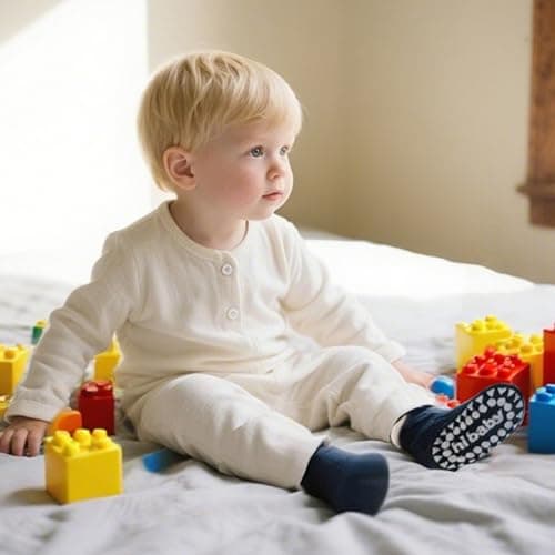 BISOUSOX Baby Boy Socks 0-6-12 Months, Toddler Socks 3T-4T-5T Grippy Non Slip Sock with Grips for Babies Newborn Infant - Thumbnail 5