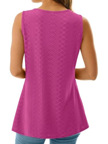 GKBK Womens Babydoll Tank Tops 2026 V Neck Sleeveless Tank Tops Flowy Peplum Tops for Women Dressy Spring Summer Fashion Outfits Trendy Hot Pink - Thumbnail 4