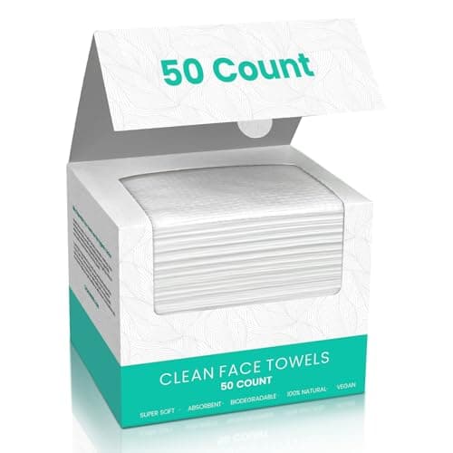 ONLYCARE Disposable Face Towel, Biodegradable Face Towels, 10" x 12" Super Thick Soft Facial Towels, 50 Count Face Towelettes Disposable for Sensitive Skin, Makeup Remover Dry Wipes, 1 Pack - Image 1