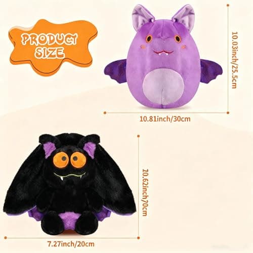 MIAODAM Bat Stuffed Animal Plush, 11inch Reversible Purple Bat Plushies Pillow, Cute Baby Plush Toy Gift for Toddler Girls Boys - Thumbnail 3