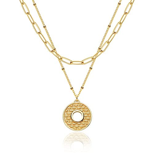 Valloey Rover Women Layered Pendant Necklace, 14K Plated Gold Personalized Adjustable Choker Necklaces, Handmade Dainty Jewelry Gift for Lady - Image 1
