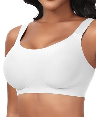 Ganado Seamless Wireless Bras for Women Full Coverage No Underwire Supportive Bras Padded T Shirt Bra Comfort Bralette (White, Small) - Image 1