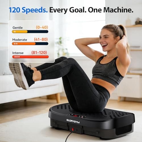 Glorygym Vibration Plate Exercise Machine - 120 Levels, 350lb Capacity, Quiet Motor with Remote Control for Home Fitness & Weight Loss - Thumbnail 4