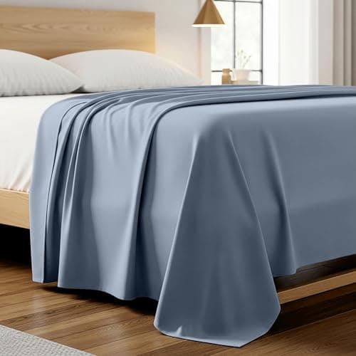 Mellanni Queen Size Flat Sheet - Iconic Collection Bedding - Hotel Luxury, Extra Soft, Cooling - Wrinkle, Fade, Stain Resistant - 1 Flat Sheet Only (Queen, Blue Hydrangea) - Image 1