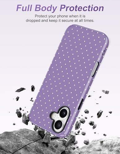 Aitipy Magnetic Polka Dot Phone Case for iPhone 16, Compatible with MagSafe, Cute Purple Polka Dots Aesthetic Soft TPU and Hard PC Shockproof Protective Phone Cover for Women Girls-Shiny - Thumbnail 4