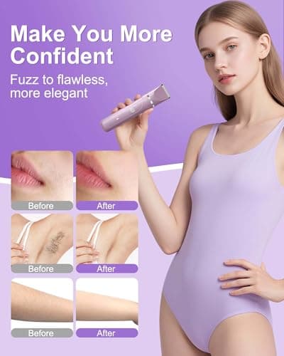 Bikini Trimmer for Women - Flawless 2 in 1 Electric Razors for Women for Facial Hair Removal, Body & Legs, Waterproof Cordless Razors for Women with USB Charging Base, Perfect Self-Care Gift for Her - Thumbnail 6