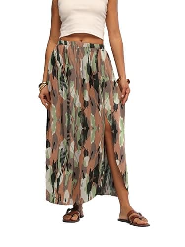 HiMONE Womens Elegant Maxi Skirt High Waisted Pleated Flowy Skirt with Side Slit for Church Office 2026 - Image 1