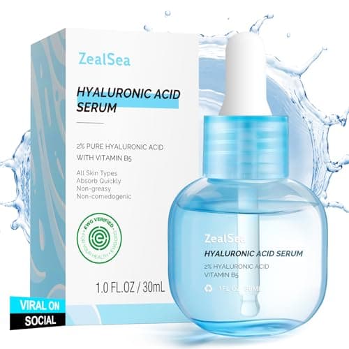 ZealSea Hyaluronic Acid Serum for Face, Hydrating Microneedling Serum, EWG Certified for Sensitive Skin, Vegan Fragrance Free Non-Comedogenic Absorb Quickly, Pure Hyaluronic Acid Anti-Aging 1 Oz - Image 1