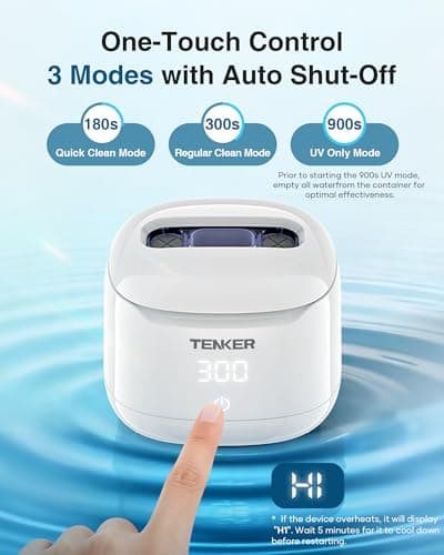 Ultrasonic Retainer Cleaner Machine, 49kHz Dental Cleaning Pod for Night Guards, Mouth Guards, Aligner, Braces, Toothbrush, Jewelry, Dentures, Ultrasonic Cleaner for Oral Dental Care, 220ML, White - Thumbnail 4