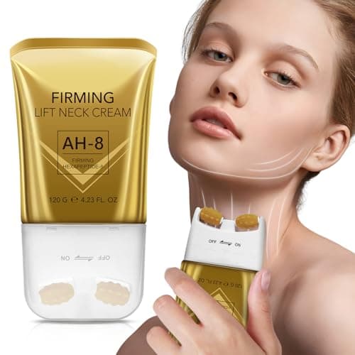 AH-8 Neck Firming Cream with Roller, Collagen Peptide Anti Aging Formula, Tighten Saggy Turkey Neck, Deep Moisturizing, Smooths Fine Lines Wrinkles, Daily Care for Face, Visible Lifting in few Days