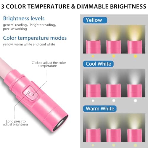 Lightweight Wearable Neck Lamp for Night Reading & Travel, Pink - Thumbnail 3