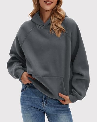 Stelle Women Hoodies Oversized Fleece Long Sleeve Comfy Casual Pullover Sweatshirts 2026 Winter Fall Outfits Charcoal Small - Thumbnail 3
