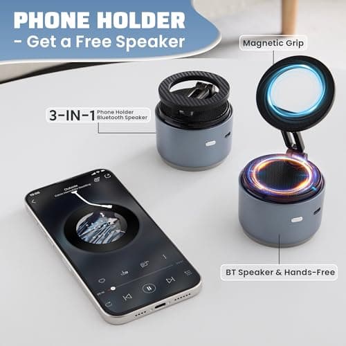 Car Phone Holder for Magsafe with Wireless Bluetooth Speaker, Cell Phone Stand HD Surround Sound Perfect for Home and Outdoors with Bluetooths Speakers for Desk Compatible with iPhone/Samsung - Thumbnail 2