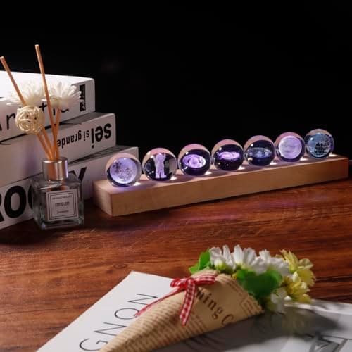 Relax oneself 7 Pcs Planet 3D Solar System Crystal Ball Model Gift Space Astronomy Gift Planets Multicolor Universe Galaxy Globe Ball Science Astrophysics Gift Night Light Kids Bedroom Adults Gift - Image 1