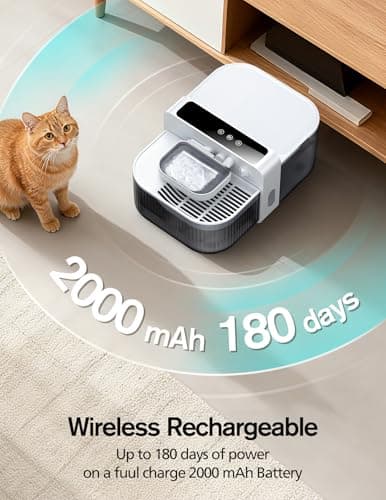 Chumajor 3.5L Wireless Cat Water Fountain with No Filters, 180-Day Battery & Precision Flow Control,Smart Pet Water Dispenser with Wastewater Separation & Custom Scheduling for Cats & Dogs, White - Thumbnail 4