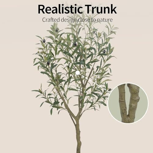PUFFORO Faux Olive Tree, 5FT Artificial Olive Trees with Lifelike Olive Branches and Fruits, Fake Floor Plants with Pot for Indoor Home Office Living Room Outdoor Decor - Thumbnail 4
