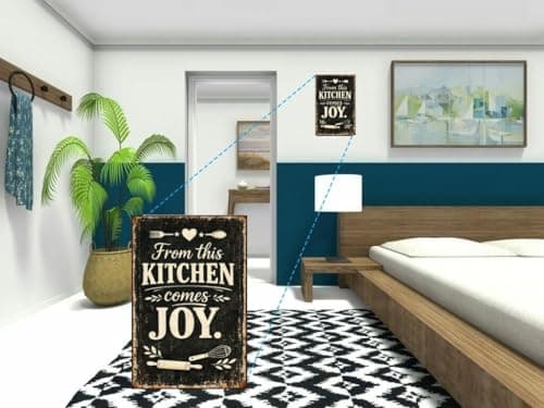From This Kitchen Comes Joy Vintage Tin Sign Rustic Wall Decor Metal Plaque Farmhouse Baking Cooking Art Pantry Cafe Dining Room 8x12 Inch Pre Drilled Holes Chalkboard Style Typography Home Restaurant - Thumbnail 2