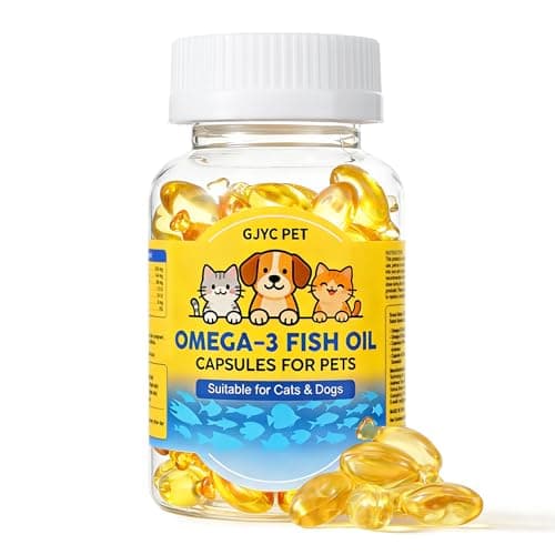 GJYC PET Fish Oil for Dogs & Cats – Deep Sea Omega-3 EPA & DHA for Skin & Coat Health – Daily Wellness Supplement with Vitamins A, D3 & E – 60 Softgels - Image 1