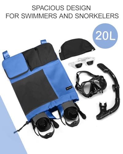 BAVELOE Swim Bag with Wet Pocket, Mesh Drawstring Backpack for Beach, Swimming, Snorkeling, Pool, Gym for Women Men (Blue) - Thumbnail 6