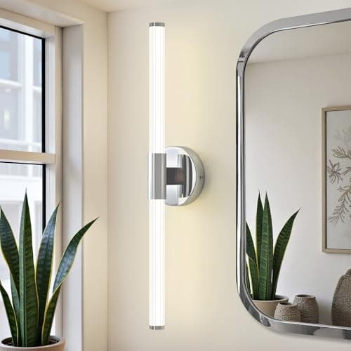 Gednbo Bathroom Vanity Lights Chrome Dimmable LED 360° Full Lighting Bathroom Light Fixtures Over Mirror 23 inch Vanity Light Bar Hardwired Modern Wall Sconce 4000K Light for Bedroom Living Room - Image 1