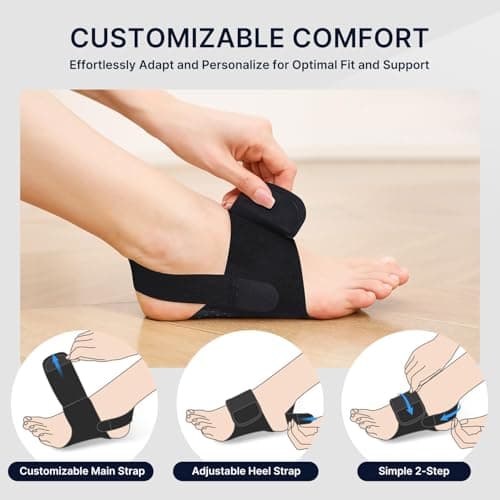Fit Geno Arch Support Braces for Plantar Fasciitis Relief - Adjustable Compression Bands with Gel Pads, Non-Slip Design for Flat Feet, High & Fallen Arches - Thumbnail 5