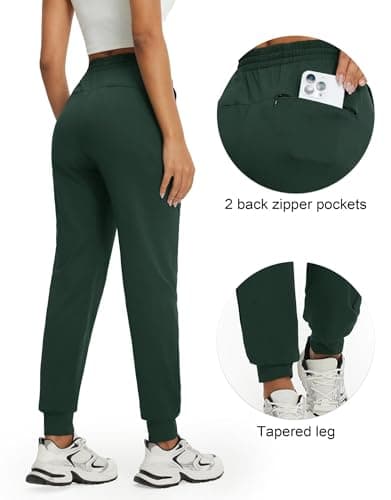 M MAELREG Womens Joggers Sweatpants Stretchy Soft Golf Pants with Inner Drawstring for Work Travel Casual Hiking Forest Green - Thumbnail 4