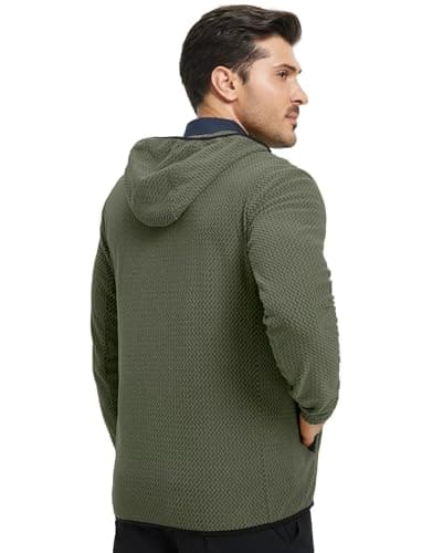 M MAELREG Fleece Hooded Jackets for Men Stretch Soft Warm Zip Up Hoodie with 5 Pockets for Outdoor Travel Golf - Thumbnail 5