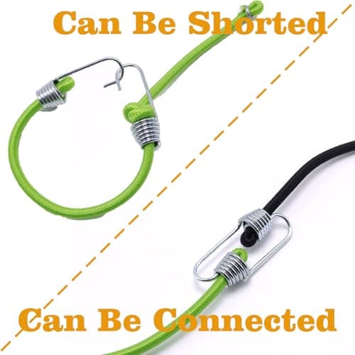 Small Bungee Cords with Hooks 12 Pieces, Mini Bungee Cord Hooks Adjustable Bungee Cord for Luggage Roof Rack Hang Outdoor Tent Tarp Bike Car RV Camping Tool Cargo Accessory - Thumbnail 4