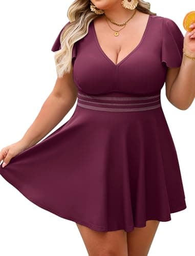 Arolina Womens Tankini Bathing Suits Modest Swimsuits Full Coverage Tankini Bathing Suit Curvy Swim Dress Fuchsia - Image 1