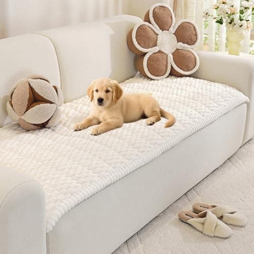 Royhom Couch Cover for Dogs Washable, Soft Thick Pet Couch Covers for Sofa, Pawcart Couch Protector Pet Friendly, Furniture Covers Dog Mat for Couches and Sofas (White, 27.6 x 82.7 Inch) - Image 1