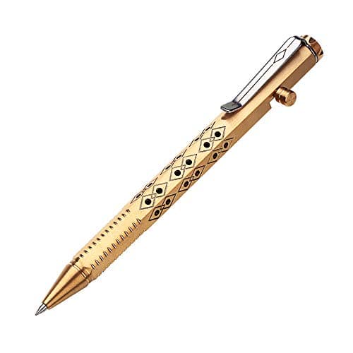 SMOOTHERPRO Solid Brass Bolt Action Pen Compatible with Pilot G2 Refill Stainless Steel Clip Hexagonal Six Edge Grip for Pocket Business EDC Signature Color Natural(PT635) - Image 1