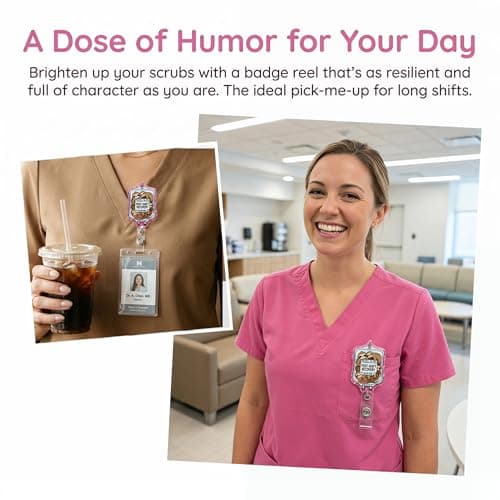 Retractable Badge Reel with Alligator Clip, Heavy Duty, Cute Funny ID Name Tag Holder for Nurses, Doctors, Teachers, and Office (Pink-Sloth Bottle) - Thumbnail 5