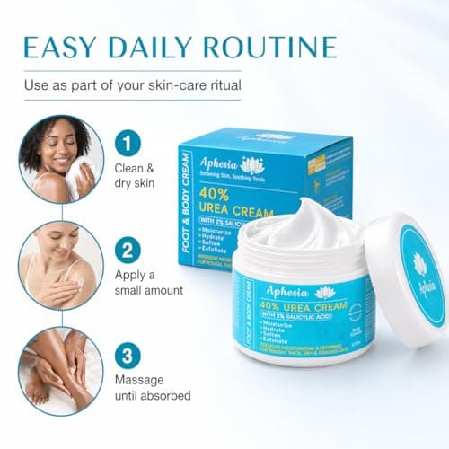 Urea Cream 40 Percent for Feet Maximum Strength w/ Vitamin E & 2% Salicylic Acid, Non-Greasy Formula Foot Cream for Summer Dry Cracked Heels - Intense Moisturizer Callus Remover for Hands, Foot, Body - Thumbnail 6