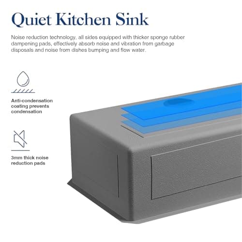 ANNWA 32 inch Kitchen Sink Undermount Stainless Steel Workstation 32x19x10 inch 16 Gauge Under Counter Kitchen Sinks Basin with Accessories Single Bowl Kitchen Sink - Thumbnail 5