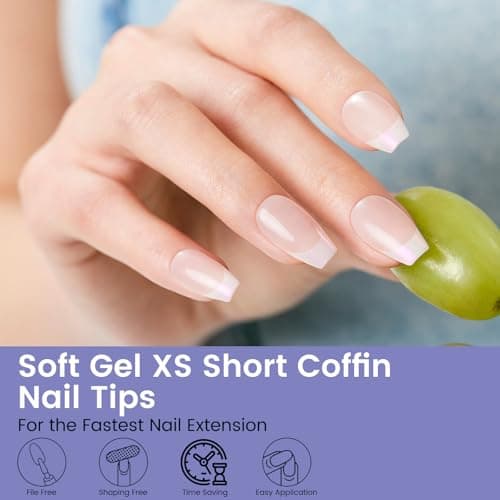 Extra Short Coffin Nail Tips: 240PCS Clear Gel Short Coffin Nails Tips, 12Sizes Full Cover Acrylic Pre-shaped Press on Fake Nail Tips for Nail Extension Home DIY Manicure - Thumbnail 2