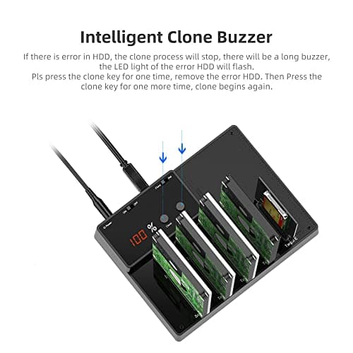 5-Bay SATA Hard Drive Docking Station, USB 3.0 (5Gbps), Supports up to 30TB (5×6TB) 2.5″ SATA SSD/HDD, with 1:4 Offline Clone/Duplicator Function - Thumbnail 6
