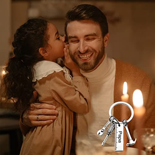 Ediseng Funny Bonus Father Gifts,Customized Dad Birthday Gift,Cool Keychain for Men,Personalized Dad Gifts from Daughter/Son/Wife (silver) - Thumbnail 2