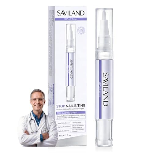 SAVILAND Nail Biting Prevention for Adults Pen - Extra Bitter Nail Biting Treatment Natural Stop Biting Nails Adults Quick Dry No Bite Thumb Sucking Deterrent Nail Polish Repair for Damaged Nail 5ml