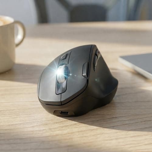 EWEADN C2 Ergonomic Wireless Mouse, Rechargeable Bluetooth & 2.4G Dual Mode Computer Mouse with RGB, Quiet Clicks, 5 Adjustable 4000 DPI, Comfortable Grip for Laptop, PC, Mac, Office - Black - Image 1
