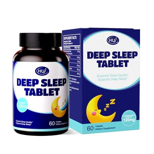 HUJ Deep Sleep Tablet - Supports Sleep Quality & Deep Sleep - Contains GABA, Ashwagandha, Spine Date Seed, L-Theanine, Valerian Extract & Lily Bulb Extract - 60 Tablets - Image 1