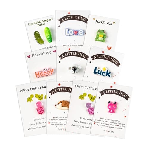 mountova 10 Sets Pocket Hug Cards with Tokens Encouragement Greeting Cards with Motivational Quotes Emotional Support Anxiety Relief Inspirational Gifts for Friends Family Coworkers