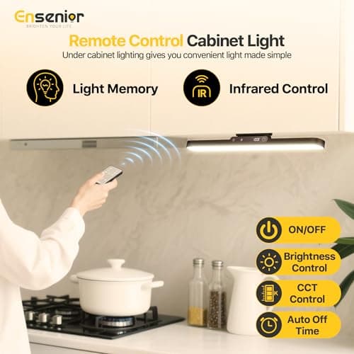 Under Cabinet Lights Wireless, Remote Control Rechargeable Light Bar with Timer, Magnetic LED Battery Operated Lights with Digital Display, Dimmable Touch Stick on Lights for Kitchen, Mirror 2500mAh - Thumbnail 6